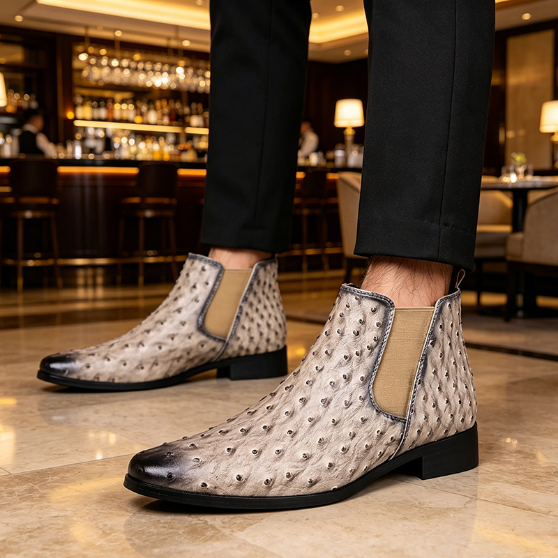 Men'S Formal Style - Men Chelsea Boots Imitation Ostrich Pattern