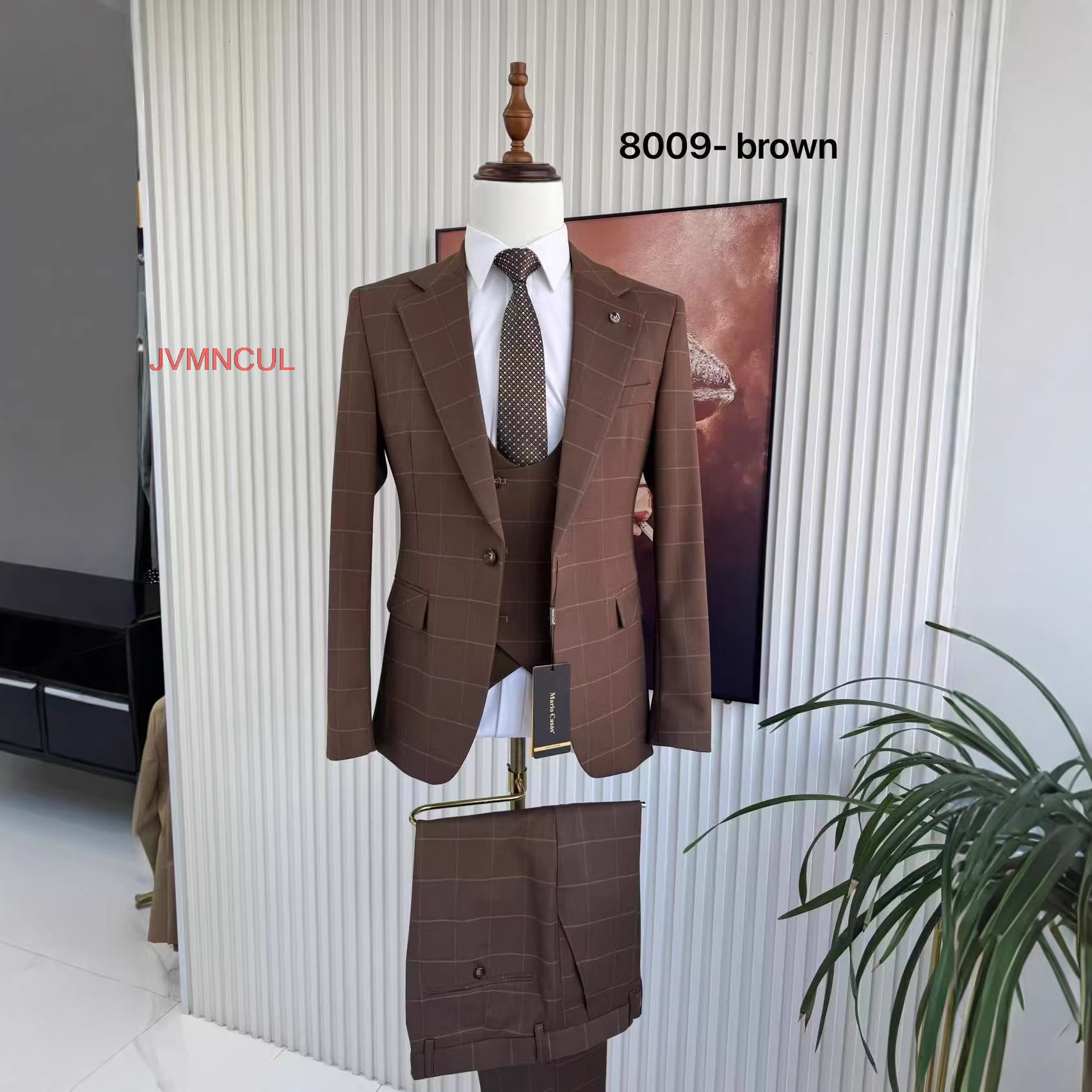 Men'S Formal Wear Waistcoat - 2026 Fashion Men's Checkered 3PCS Suit