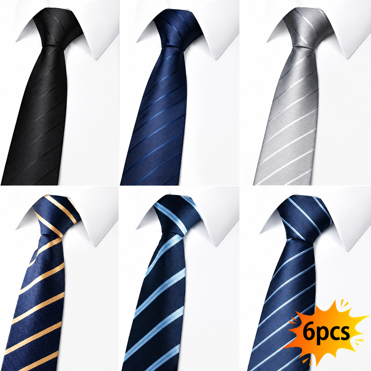 Men Formal Wear With Tie - 6Pcs Men's Zip Tie Ties 8cm