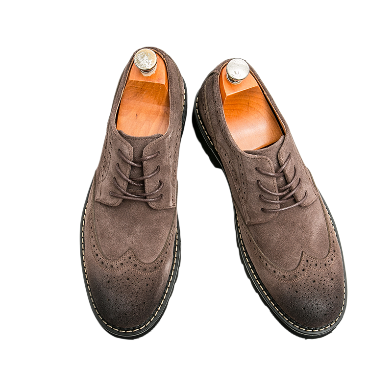 Large Men Formal Wear - Men's Brown Suede Brogue Oxfords Large