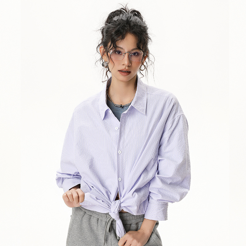 Womens Oversized Striped Shirt - Windsor Knot Tie recension och pris