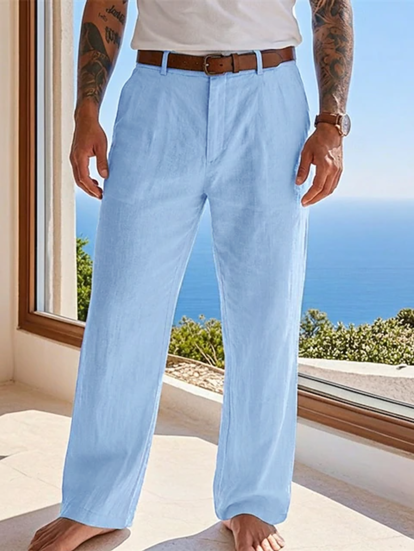 New Summer Linen Men's Straigh - Men'S Formal Style recension och pris