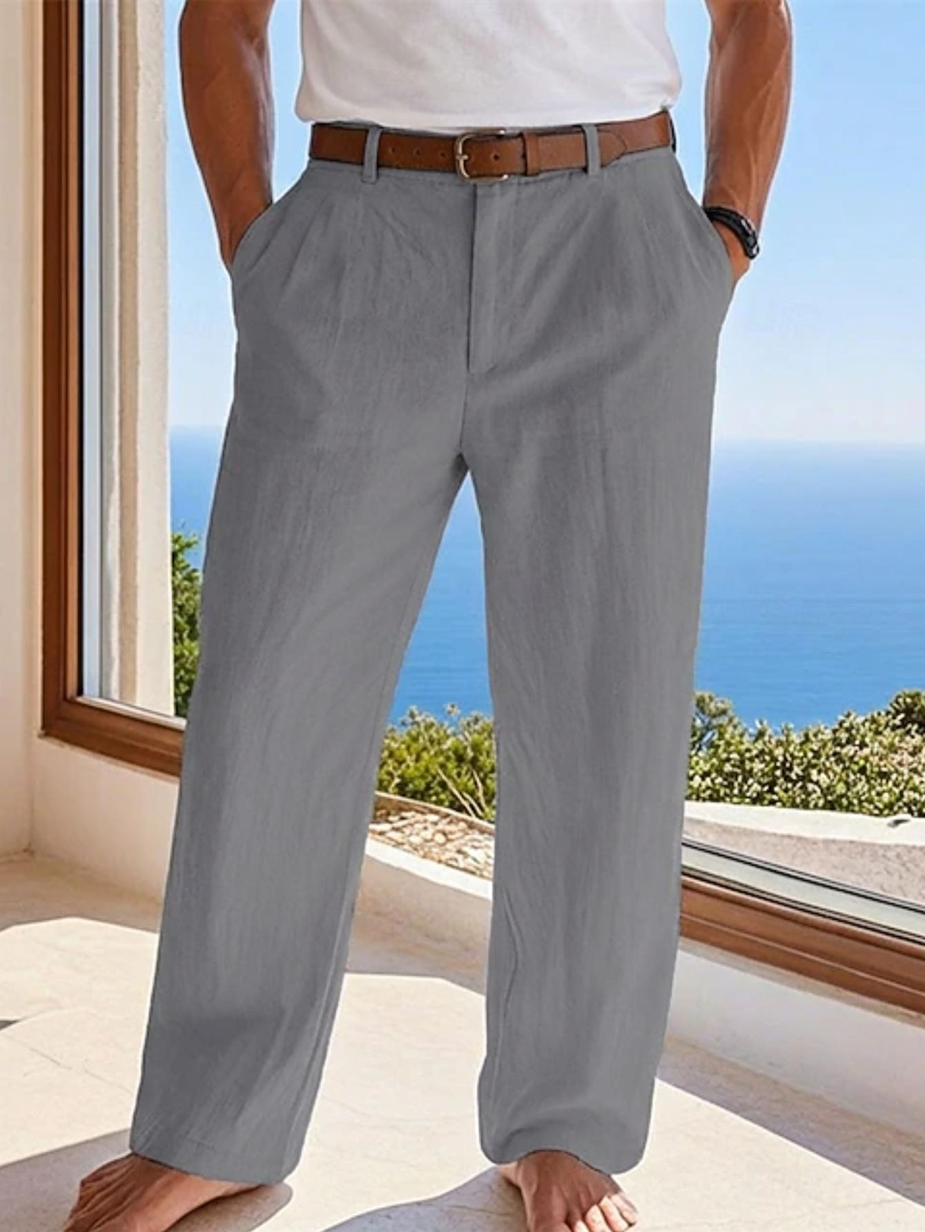 New Summer Linen Men's Straigh - Men'S Formal Style recension och pris