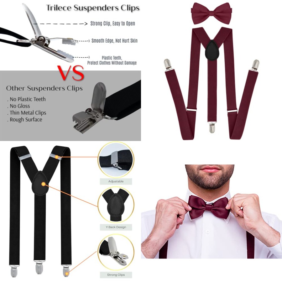Men’s Suspenders and Bow Tie S - Men'S Formal Wear With Suspenders recension och pris