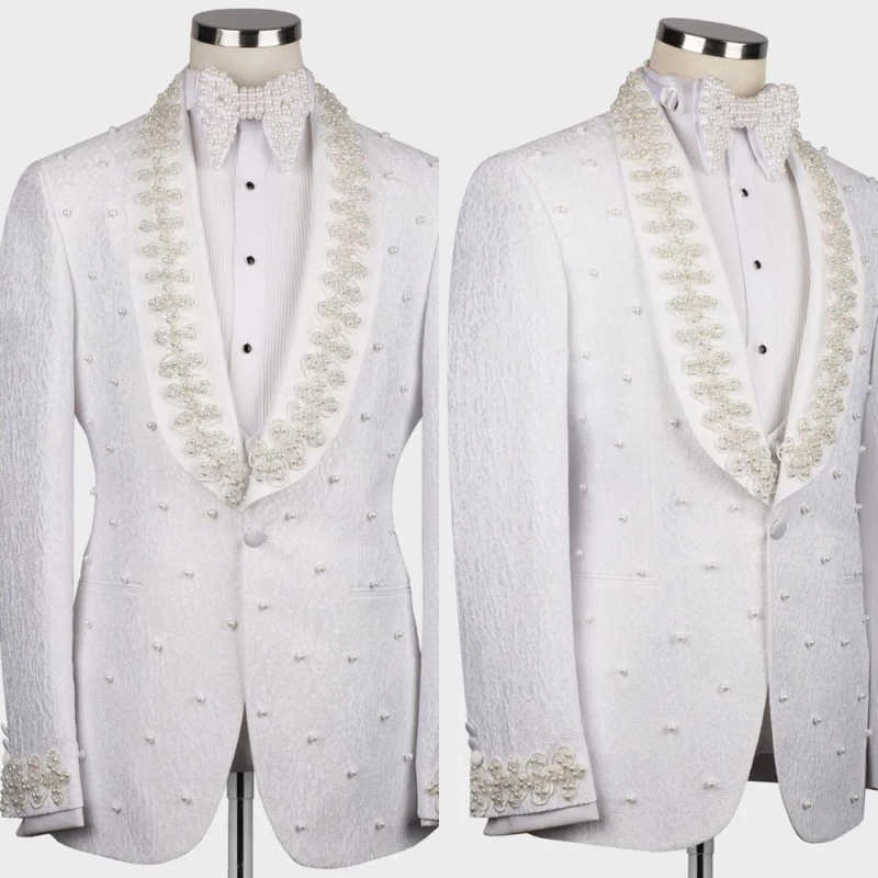 White Wedding Men Suits Fashio - Men'S Formal Wear No Suit recension och pris