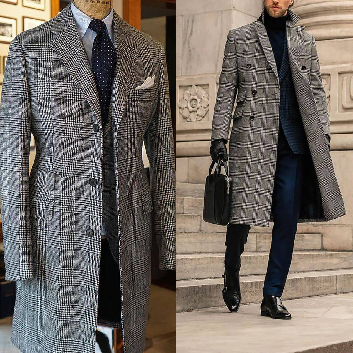 Plaid Woolen Overcoat Jacket F - Men'S Formal Wear No Suit recension och pris