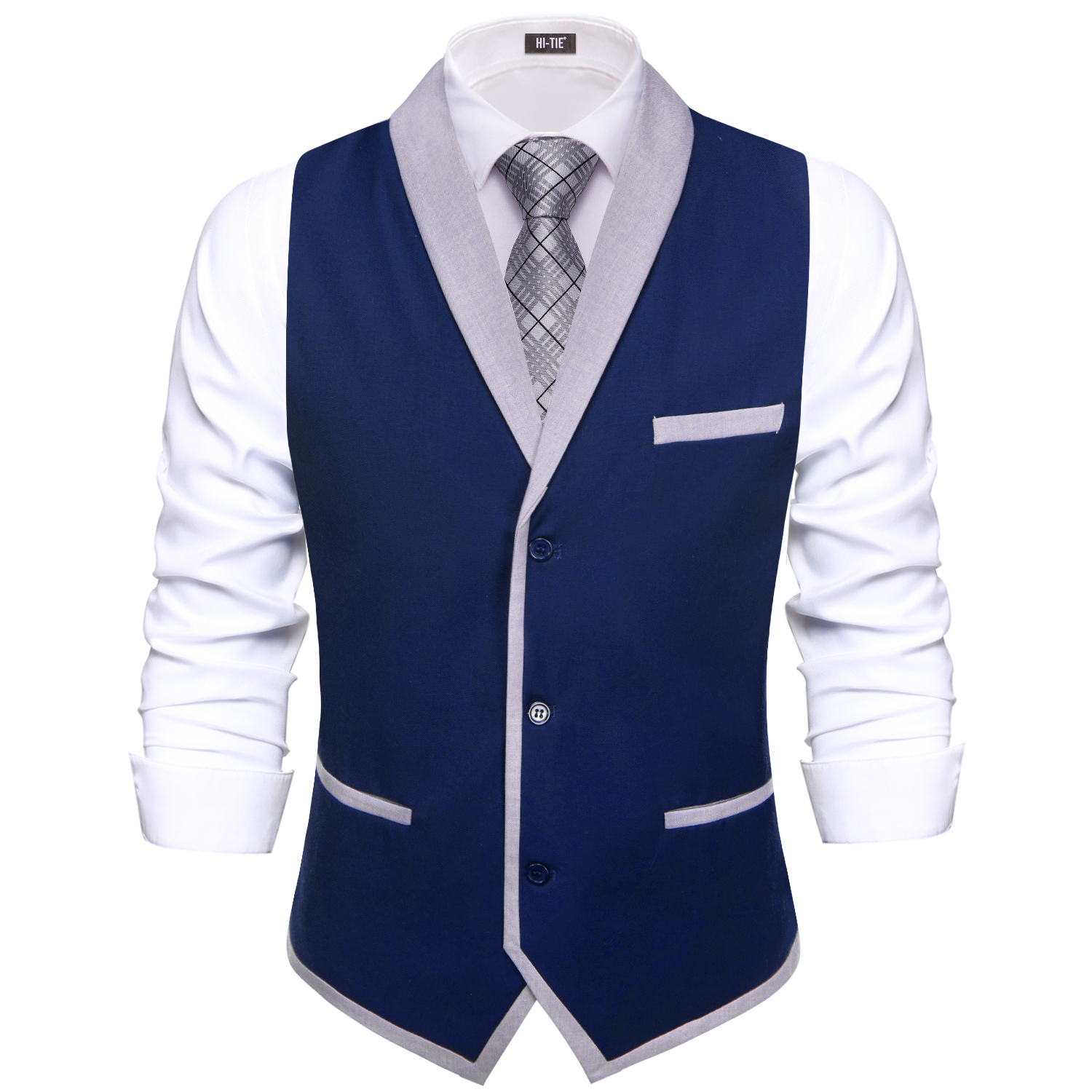 Lapel Single Waistcoat Navy Bl - Men'S Formal Wear Waistcoat recension och pris