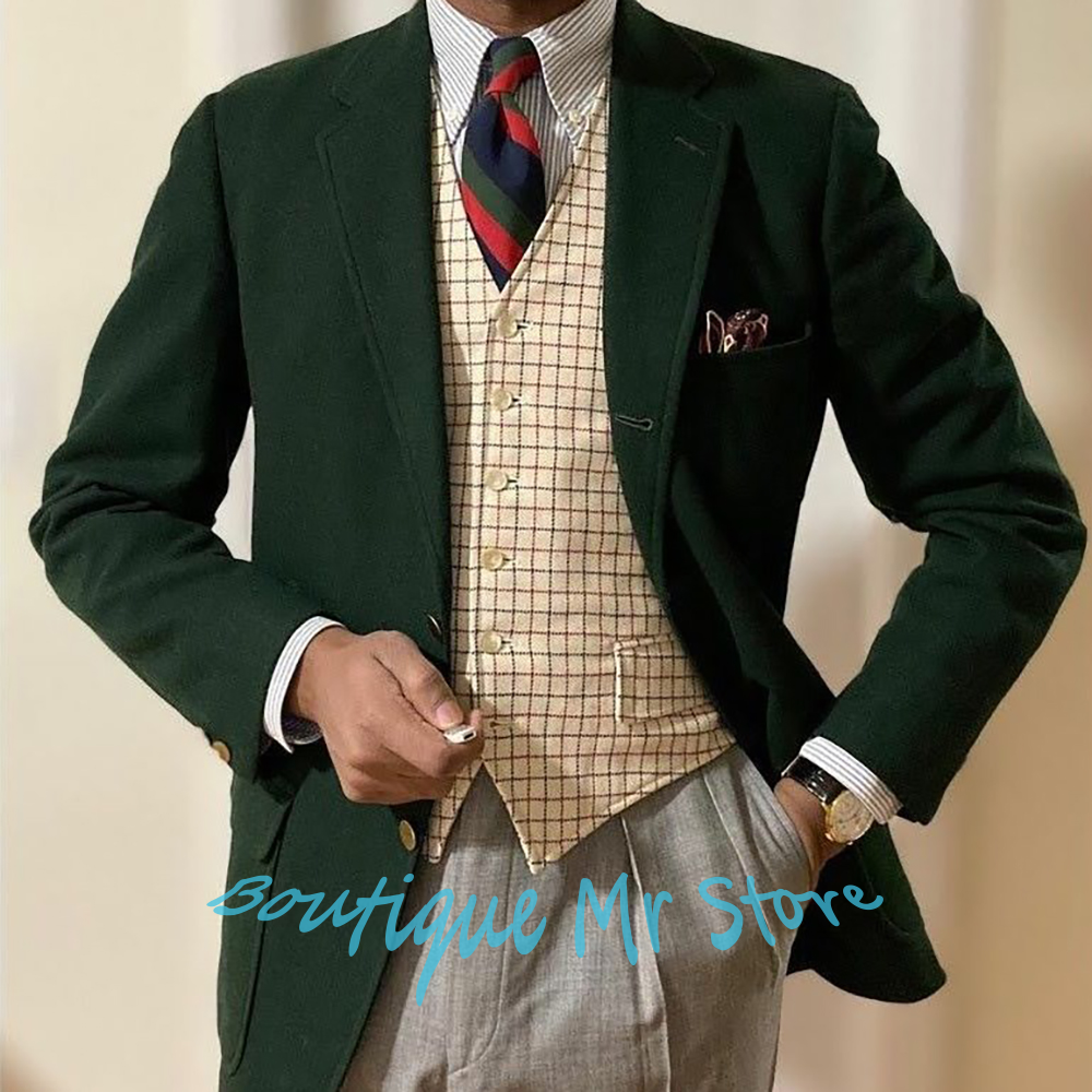 Men's Woolen Dark Green Blazer - Men'S Formal Wear Waistcoat recension och pris