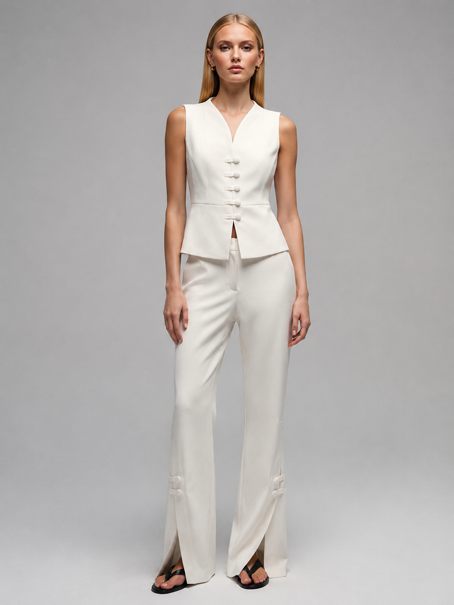 LIMO Women White Chinese Frog  - Men'S Formal Style recension och pris
