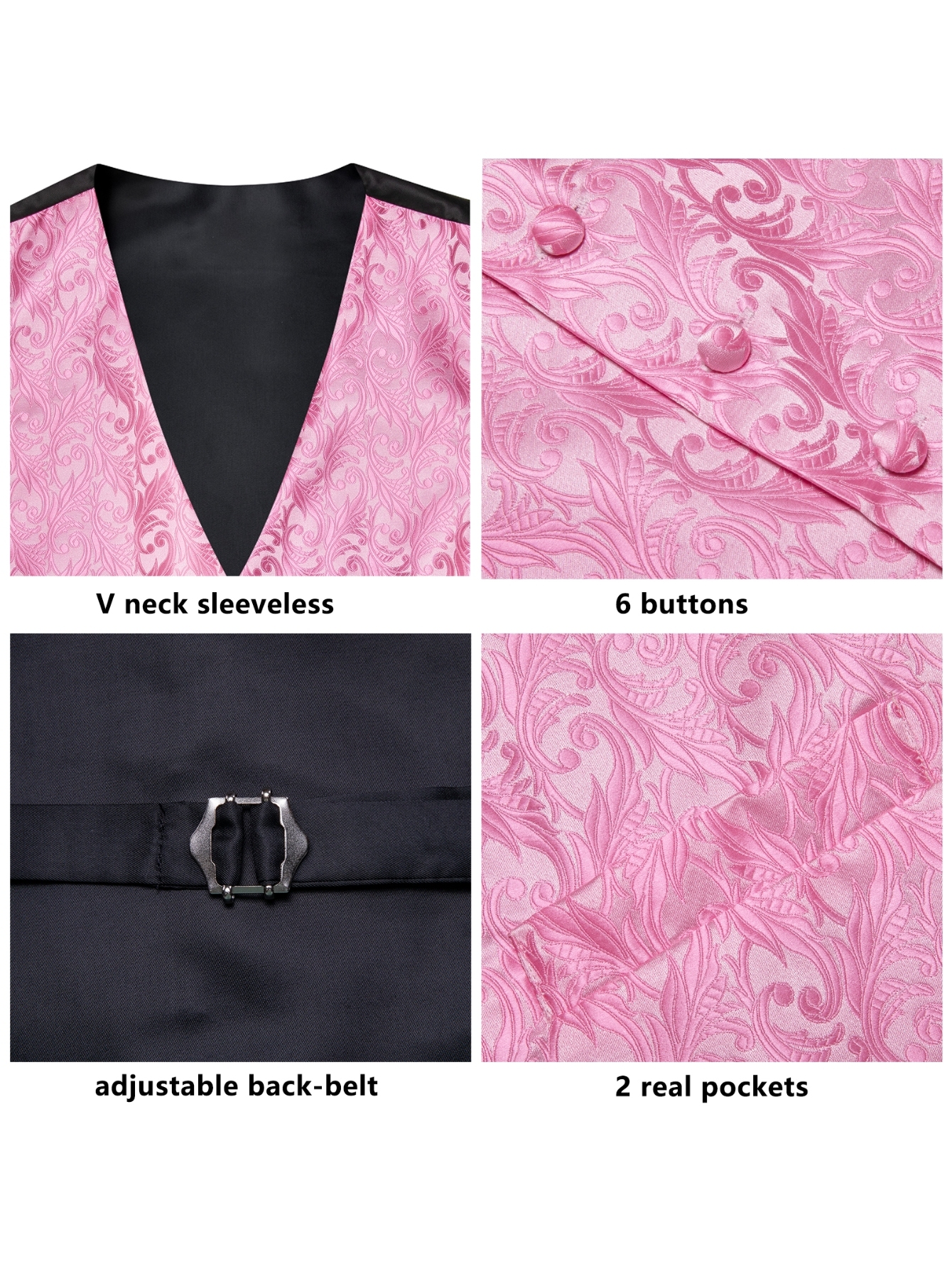 Men Pink Tie Handkerchief Thre - Men Formal Wear With Tie recension och pris