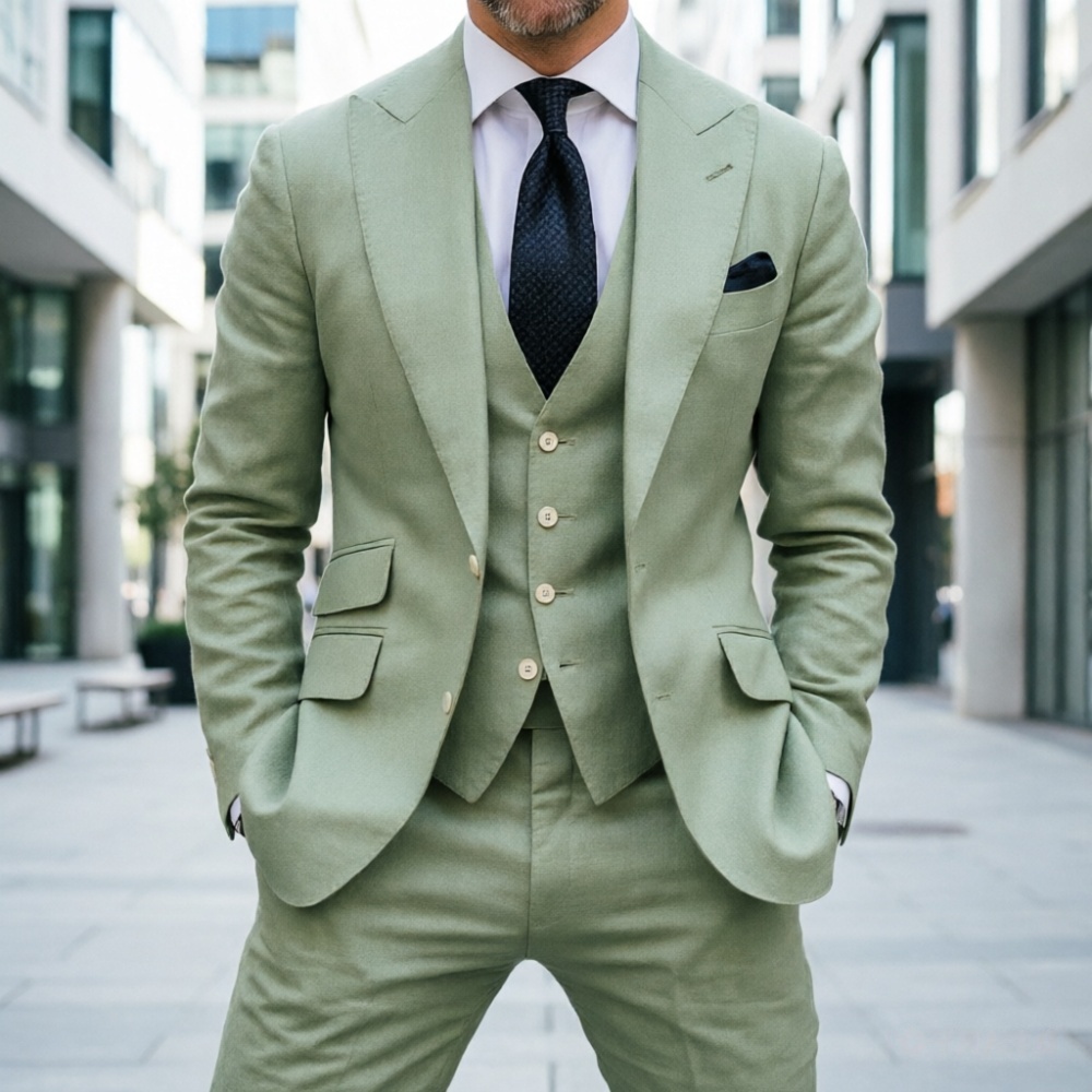 Sky Blue Linen Men Wedding Tux - Men'S Formal Wear No Suit recension och pris